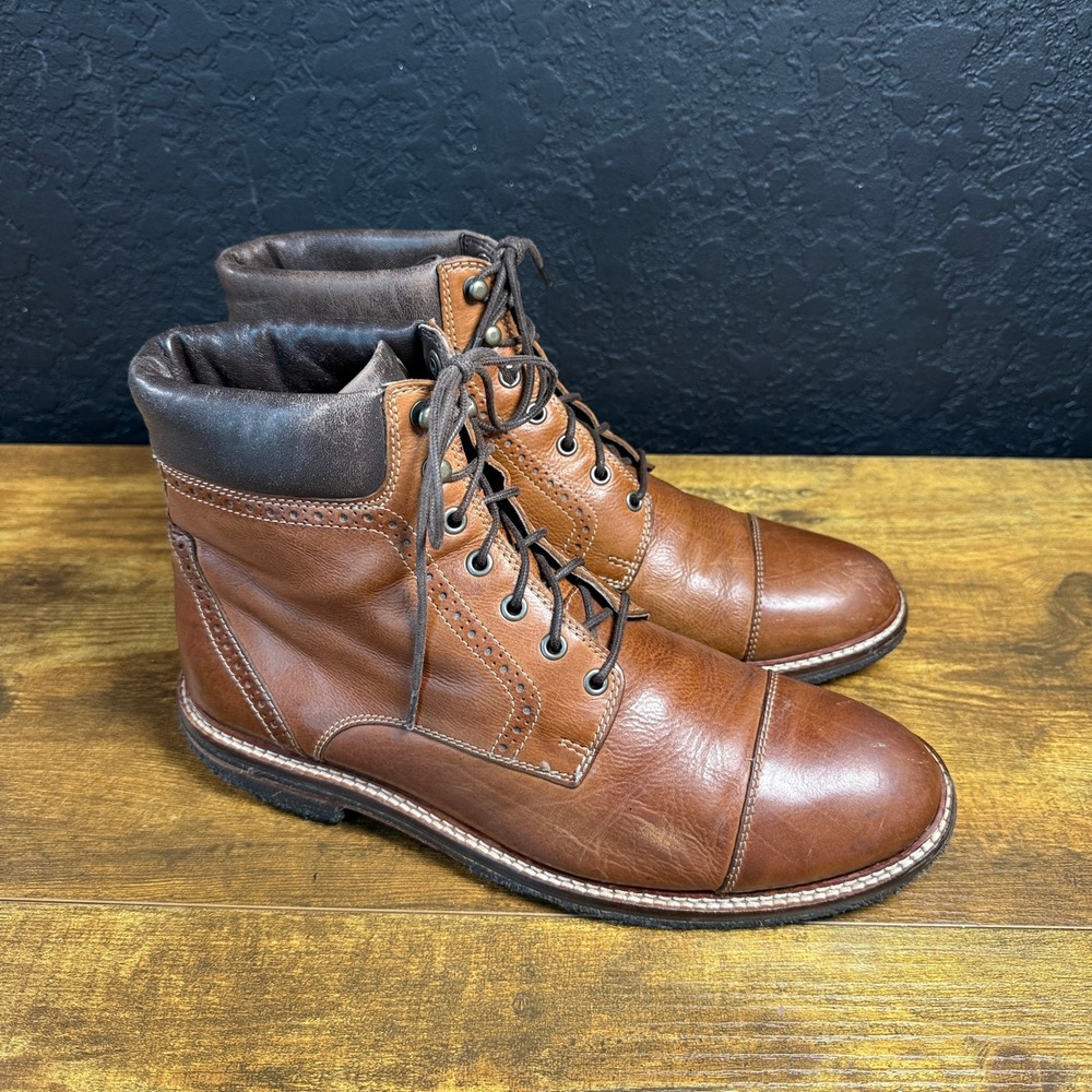 Johnston & Murphy Copeland 24-4826 Tan Leather Cap Toe Boot Mens 8.5